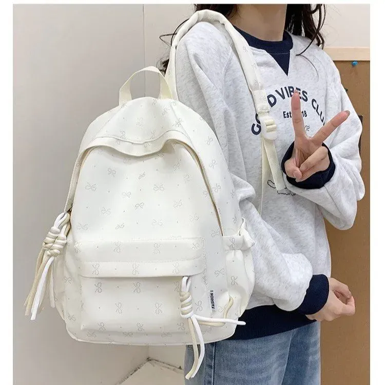 Tas Ransel Wanita Bahan Nylon Motif Floral Warna Hitam Resleting Grosir Import