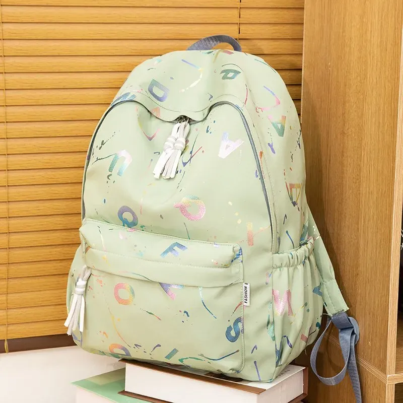 Tas Ransel Wanita Bahan Nylon Motif Print Bentuk Kotak Tali Lebar Resleting Katalog Grosir