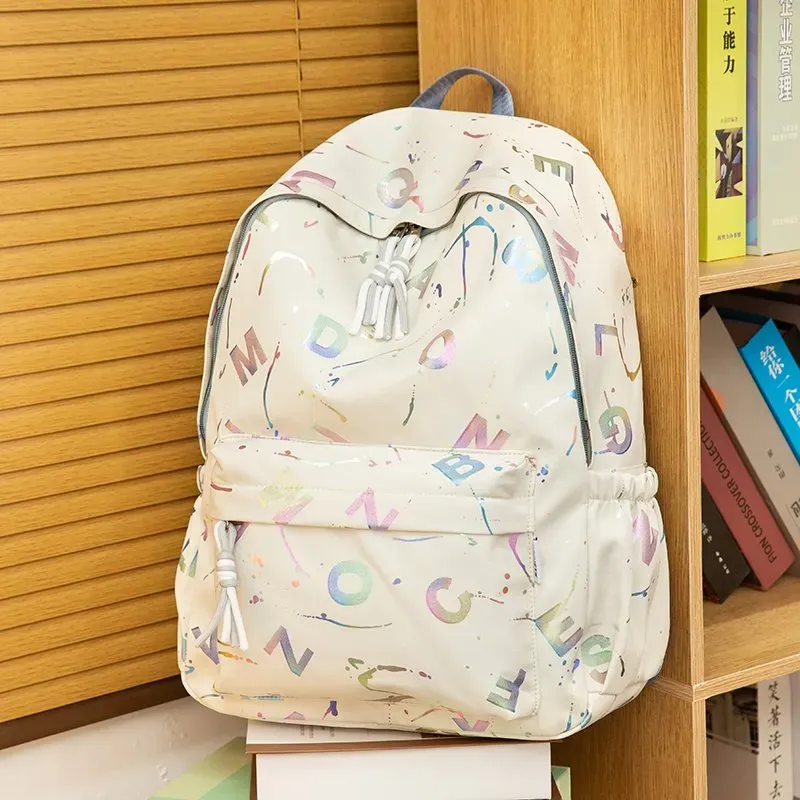 Tas Ransel Wanita Bahan Nylon Motif Print Bentuk Kotak Tali Lebar Resleting Katalog Grosir