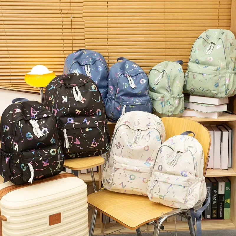 Tas Ransel Wanita Bahan Nylon Motif Print Bentuk Kotak Tali Lebar Resleting Katalog Grosir