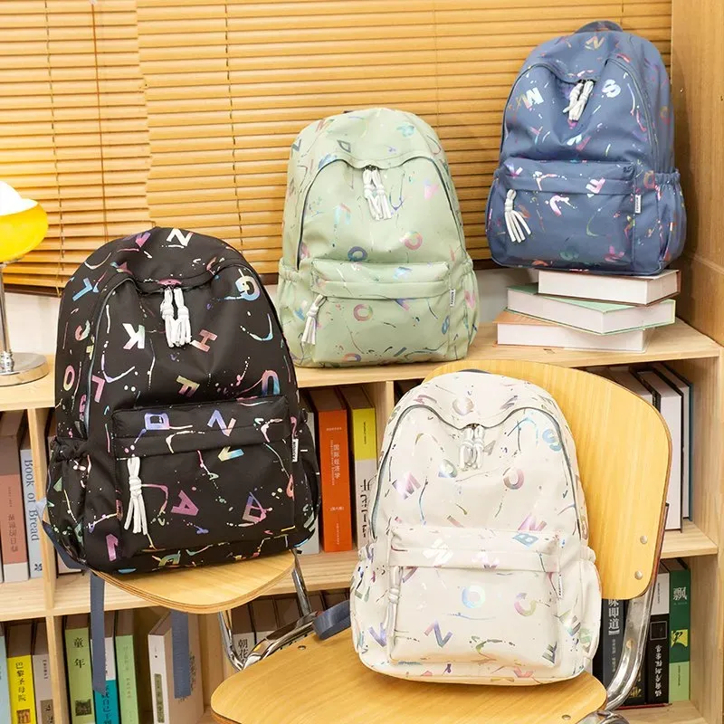 Tas Ransel Wanita Bahan Nylon Motif Print Bentuk Kotak Tali Lebar Resleting Katalog Grosir