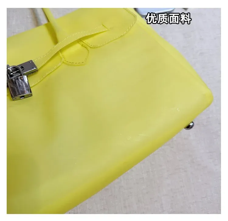Tas Selempang Wanita Bahan PU Sintetis Polos Warna Kuning Bentuk Kotak Tali Pilihan Reseller