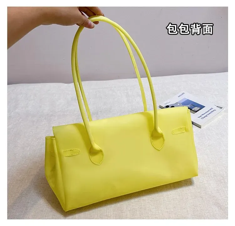 Tas Selempang Wanita Bahan PU Sintetis Polos Warna Kuning Bentuk Kotak Tali Pilihan Reseller