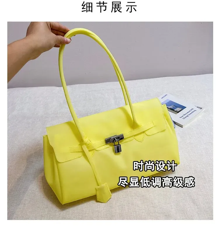 Tas Selempang Wanita Bahan PU Sintetis Polos Warna Kuning Bentuk Kotak Tali Pilihan Reseller
