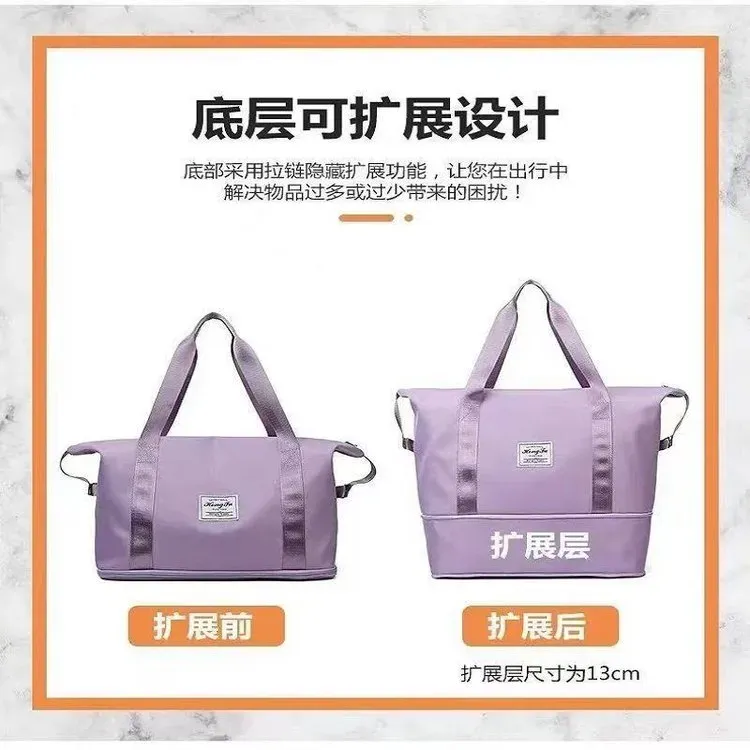 Tas Selempang Wanita Bahan Nylon Polos Warna Pink Bentuk Kotak Tali Lebar untuk Travel Grosir