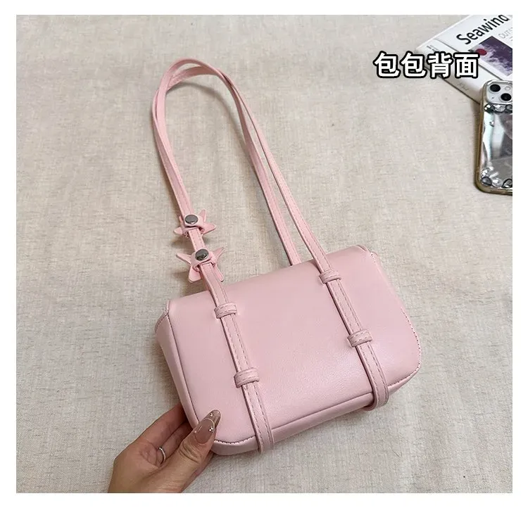 Tas Selempang Wanita Bahan PU Sintetis Polos Warna Pink Bentuk Kotak Tali Pilihan Reseller