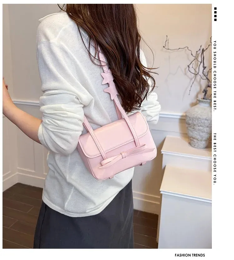 Tas Selempang Wanita Bahan PU Sintetis Polos Warna Pink Bentuk Kotak Tali Pilihan Reseller