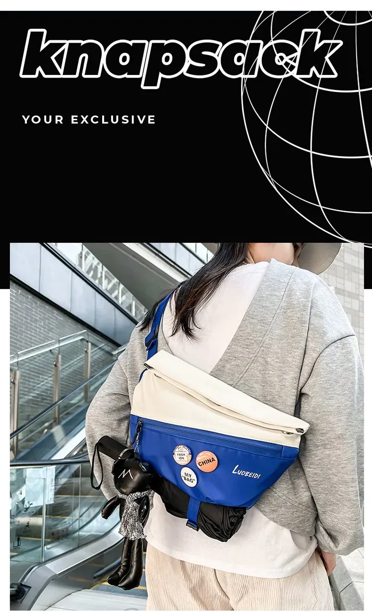 Tas Selempang Pria Bahan Nylon Polos Warna Hitam Bentuk Kotak Tali Panjang Katalog Grosir
