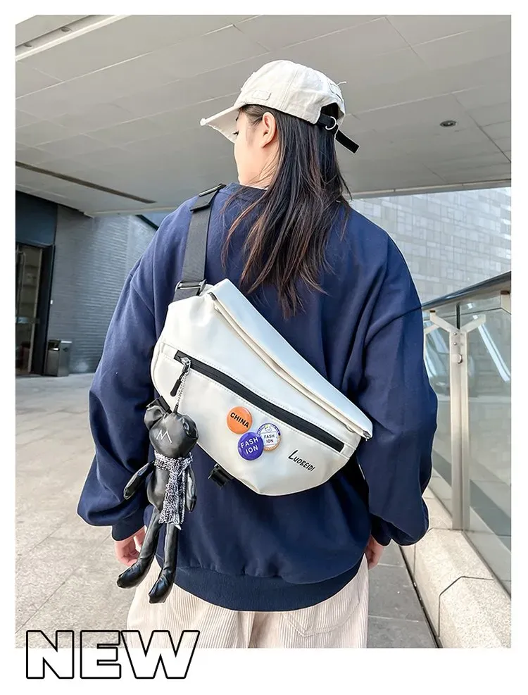 Tas Selempang Pria Bahan Nylon Polos Warna Hitam Bentuk Kotak Tali Panjang Katalog Grosir