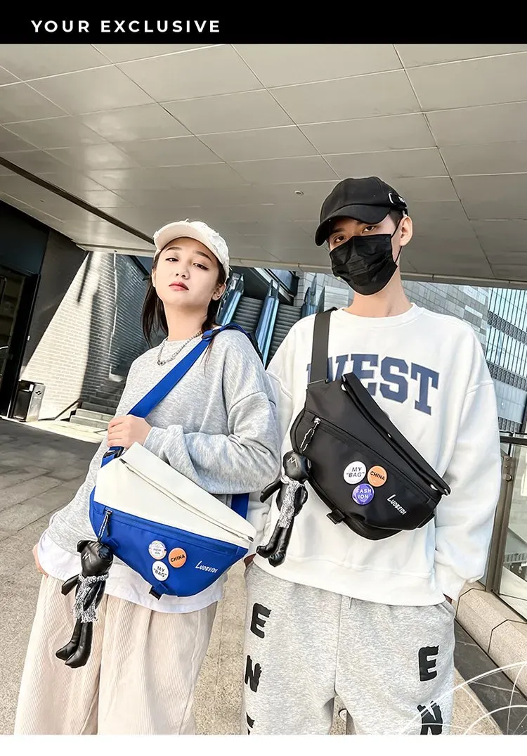 Tas Selempang Pria Bahan Nylon Polos Warna Hitam Bentuk Kotak Tali Panjang Katalog Grosir