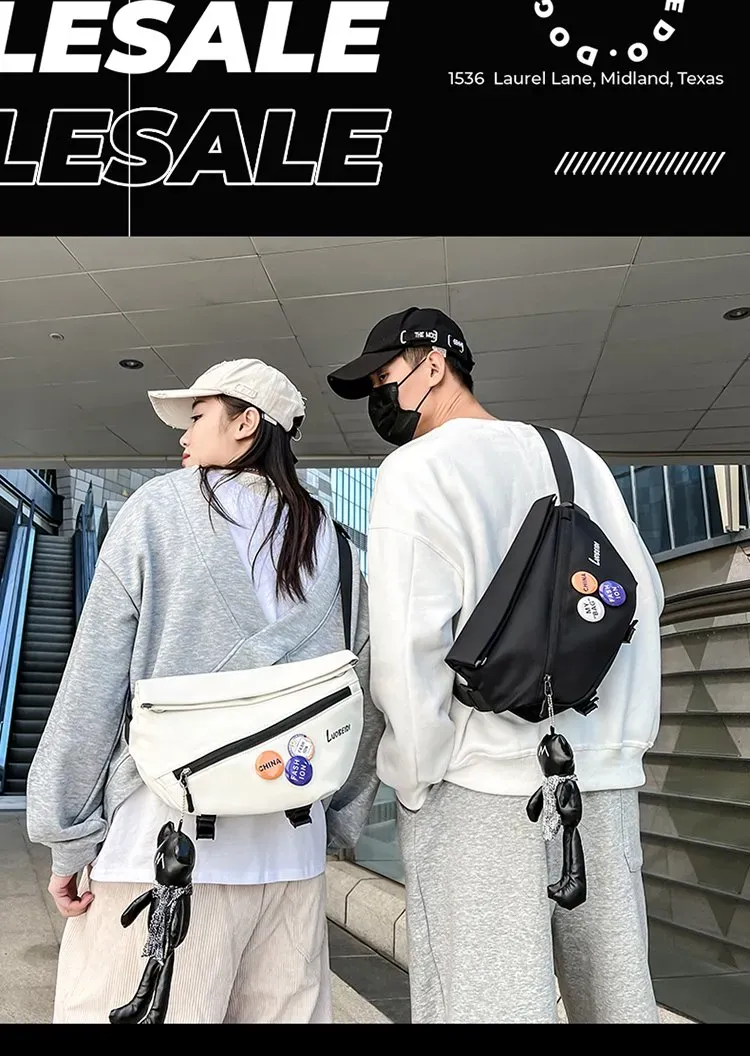 Tas Selempang Pria Bahan Nylon Polos Warna Hitam Bentuk Kotak Tali Panjang Katalog Grosir