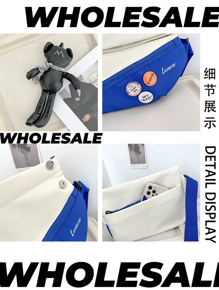 Tas Selempang Pria Bahan Nylon Polos Warna Hitam Bentuk Kotak Tali Panjang Katalog Grosir