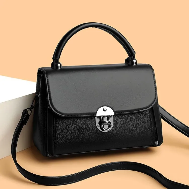 Tas Selempang Wanita Bahan PU Sintetis Polos Bentuk Kotak Tali Panjang Resleting Stok China