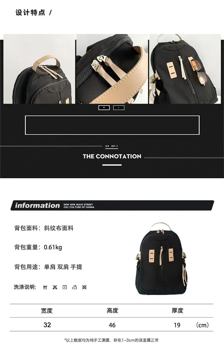 Tas Ransel Pria Bahan Oxford Polos Warna Hitam Bentuk Kotak Tali Lebar Resleting untuk Sekolah