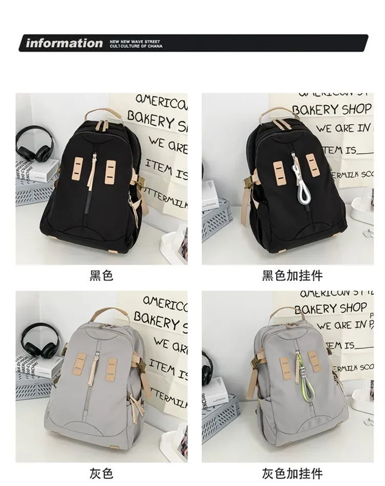 Tas Ransel Pria Bahan Oxford Polos Warna Hitam Bentuk Kotak Tali Lebar Resleting untuk Sekolah
