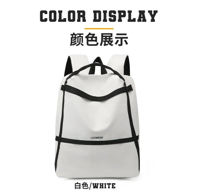 Tas Ransel Wanita Bahan Nylon Polos Warna Abu-Abu Bentuk Kotak Tali Lebar Stok Grosir