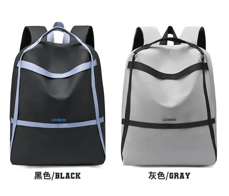 Tas Ransel Wanita Bahan Nylon Polos Warna Abu-Abu Bentuk Kotak Tali Lebar Stok Grosir