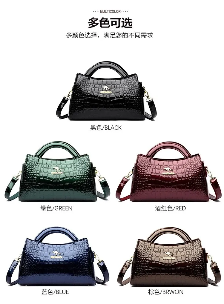 Tas Selempang Wanita Bahan PU Sintetis Motif Print Warna Hitam Bentuk Kotak Tali Model Import