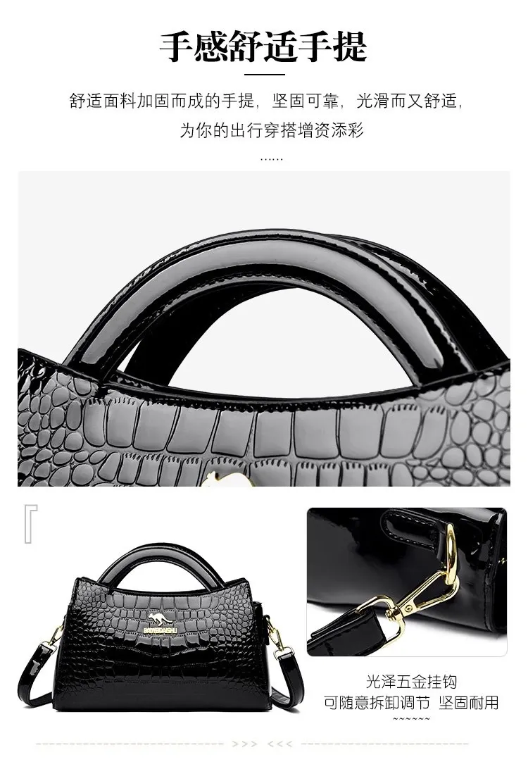 Tas Selempang Wanita Bahan PU Sintetis Motif Print Warna Hitam Bentuk Kotak Tali Model Import