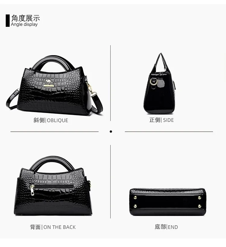 Tas Selempang Wanita Bahan PU Sintetis Motif Print Warna Hitam Bentuk Kotak Tali Model Import
