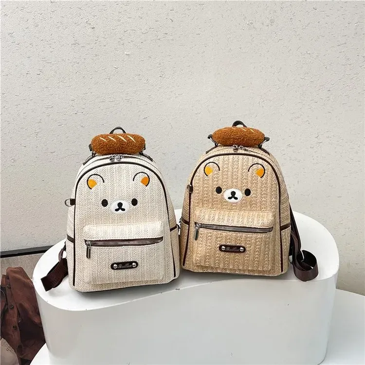 Tas Ransel Wanita Bahan PU Sintetis Motif Polkadot Warna Putih Bentuk Kotak Tali Resleting