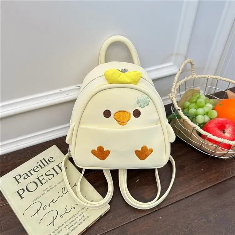 Tas Ransel Wanita Bahan PU Sintetis Motif Polkadot Warna Putih Bentuk Kotak Tali Resleting