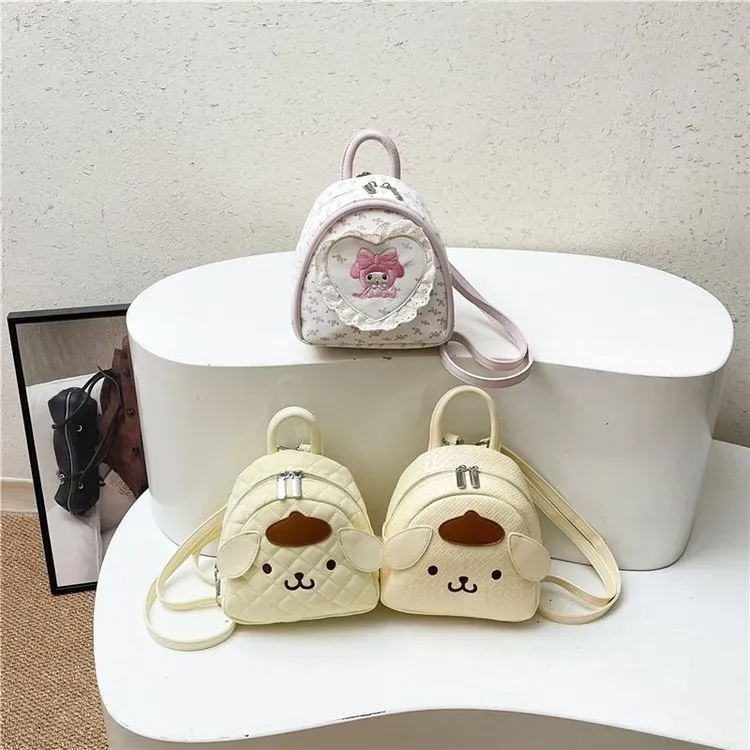 Tas Ransel Anak Bahan PU Sintetis Model Quilted Warna Putih Bentuk Kotak Tali Grosir Import