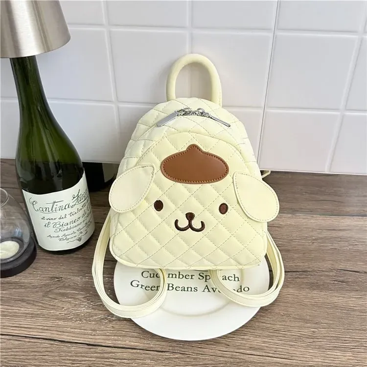 Tas Ransel Anak Bahan PU Sintetis Model Quilted Warna Putih Bentuk Kotak Tali Grosir Import
