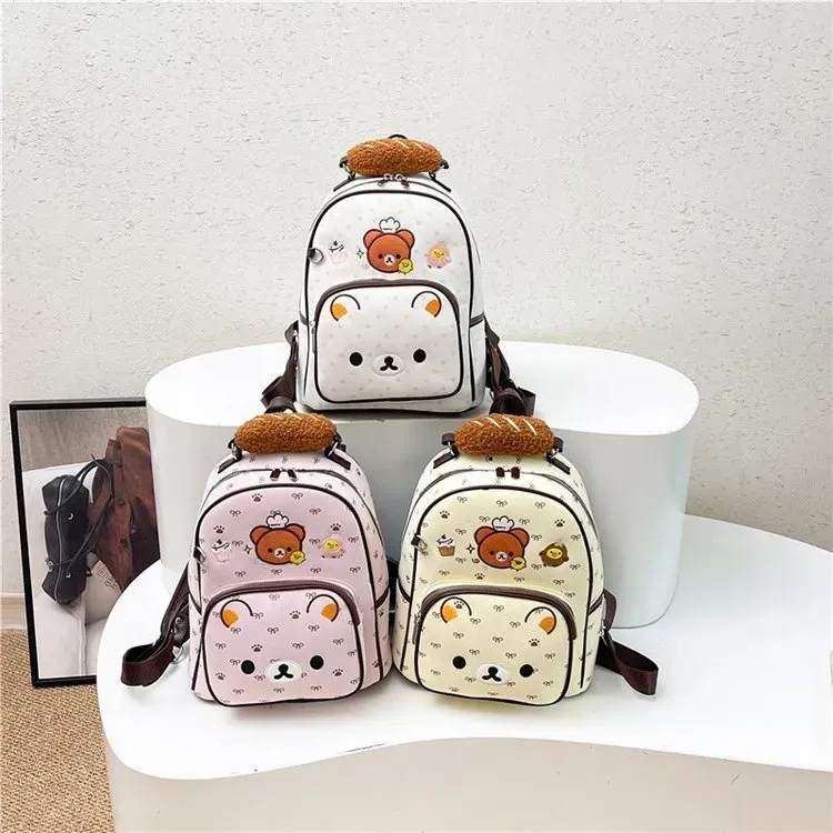 Tas Ransel Anak Bahan PU Sintetis Motif Polkadot Warna Putih Bentuk Kotak Tali Grosir Import
