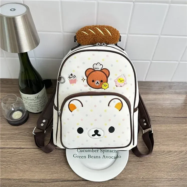 Tas Ransel Anak Bahan PU Sintetis Motif Polkadot Warna Putih Bentuk Kotak Tali Grosir Import