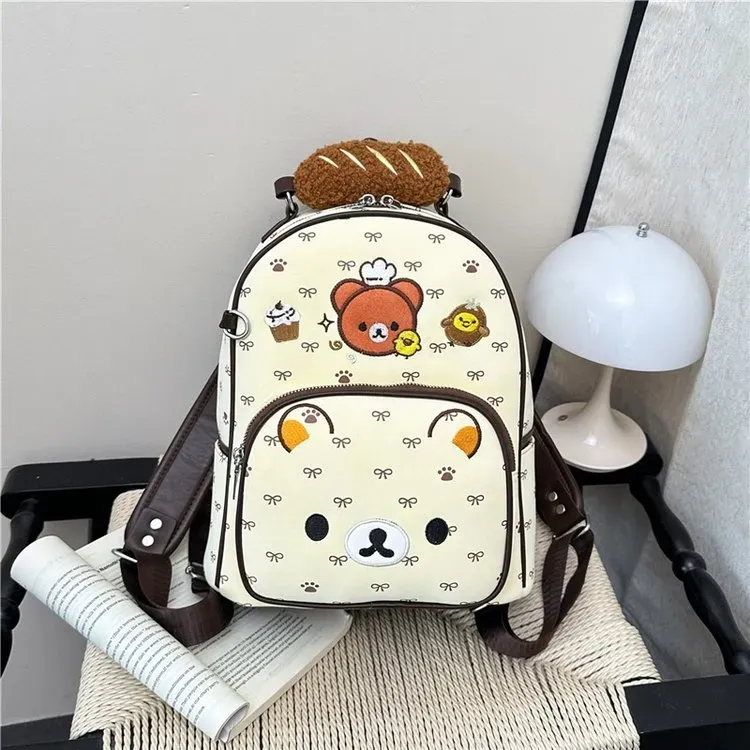 Tas Ransel Anak Bahan PU Sintetis Motif Polkadot Warna Putih Bentuk Kotak Tali Grosir Import
