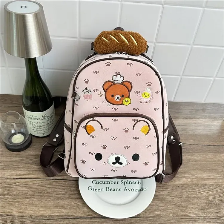 Tas Ransel Anak Bahan PU Sintetis Motif Polkadot Warna Putih Bentuk Kotak Tali Grosir Import