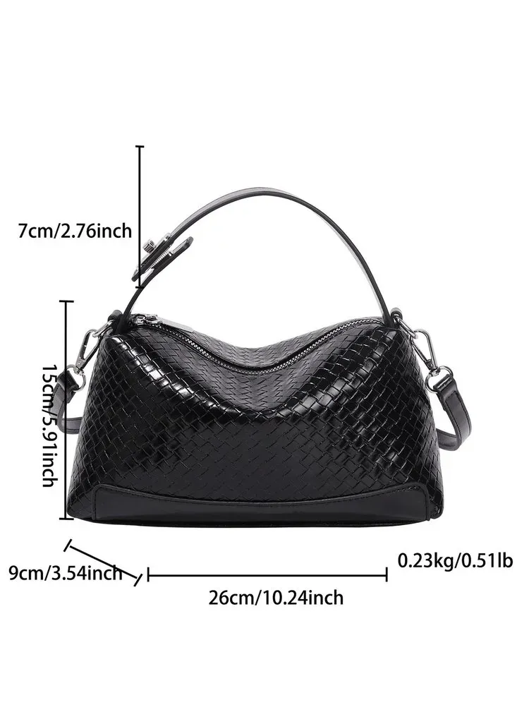 Tas Selempang Wanita Bahan PU Sintetis Tekstur Anyam Warna Biru Model Hobo Tali Grosir Import