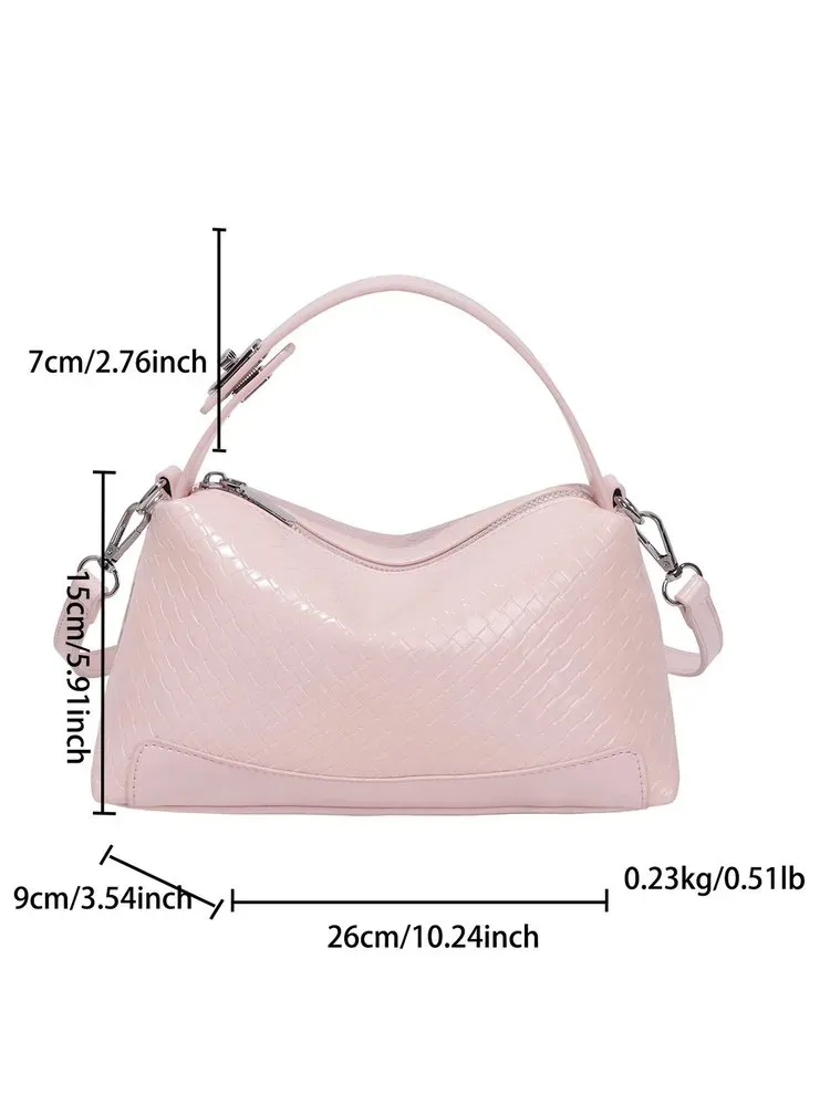 Tas Selempang Wanita Bahan PU Sintetis Tekstur Anyam Warna Biru Model Hobo Tali Grosir Import