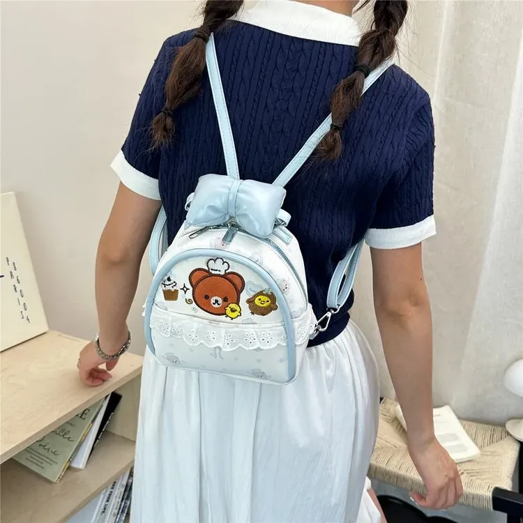 Tas Ransel Wanita Bahan Nylon Warna Biru Mini Kapasitas Besar Grosir Import