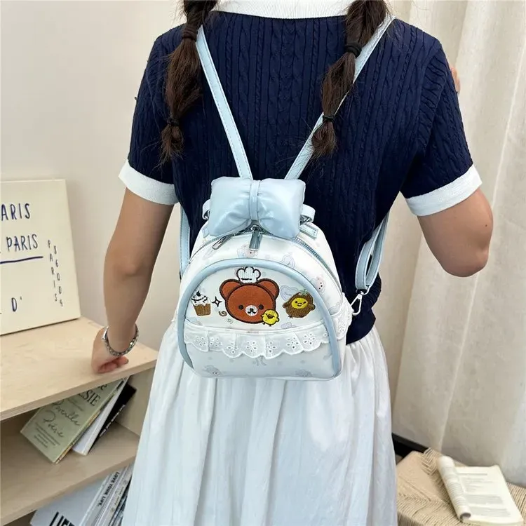Tas Ransel Wanita Bahan Nylon Warna Biru Mini Kapasitas Besar Grosir Import