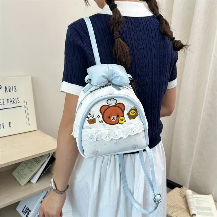 Tas Ransel Wanita Bahan Nylon Warna Biru Mini Kapasitas Besar Grosir Import