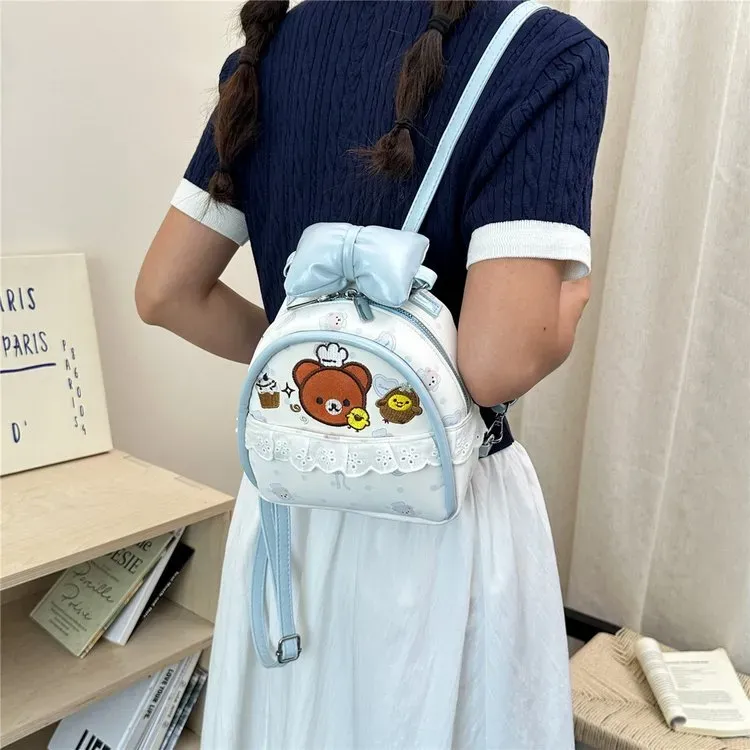 Tas Ransel Wanita Bahan Nylon Warna Biru Mini Kapasitas Besar Grosir Import