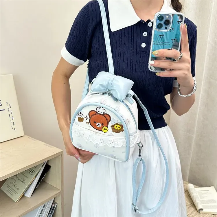 Tas Ransel Wanita Bahan Nylon Warna Biru Mini Kapasitas Besar Grosir Import