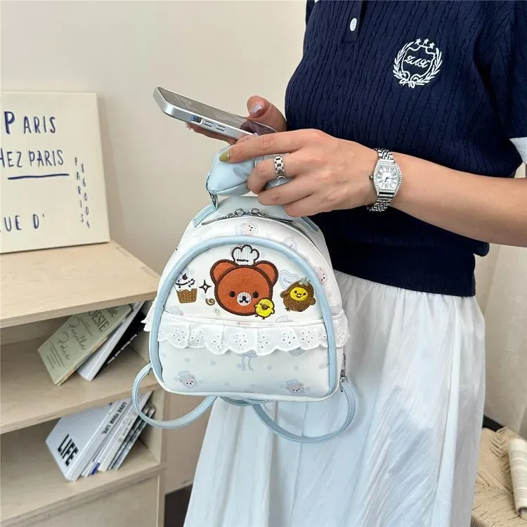 Tas Ransel Wanita Bahan Nylon Warna Biru Mini Kapasitas Besar Grosir Import