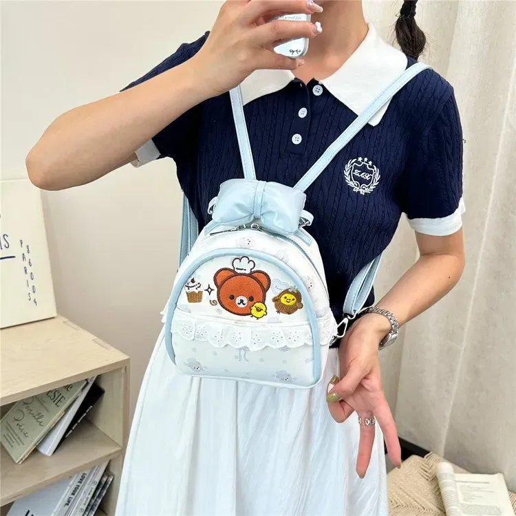 Tas Ransel Wanita Bahan Nylon Warna Biru Mini Kapasitas Besar Grosir Import