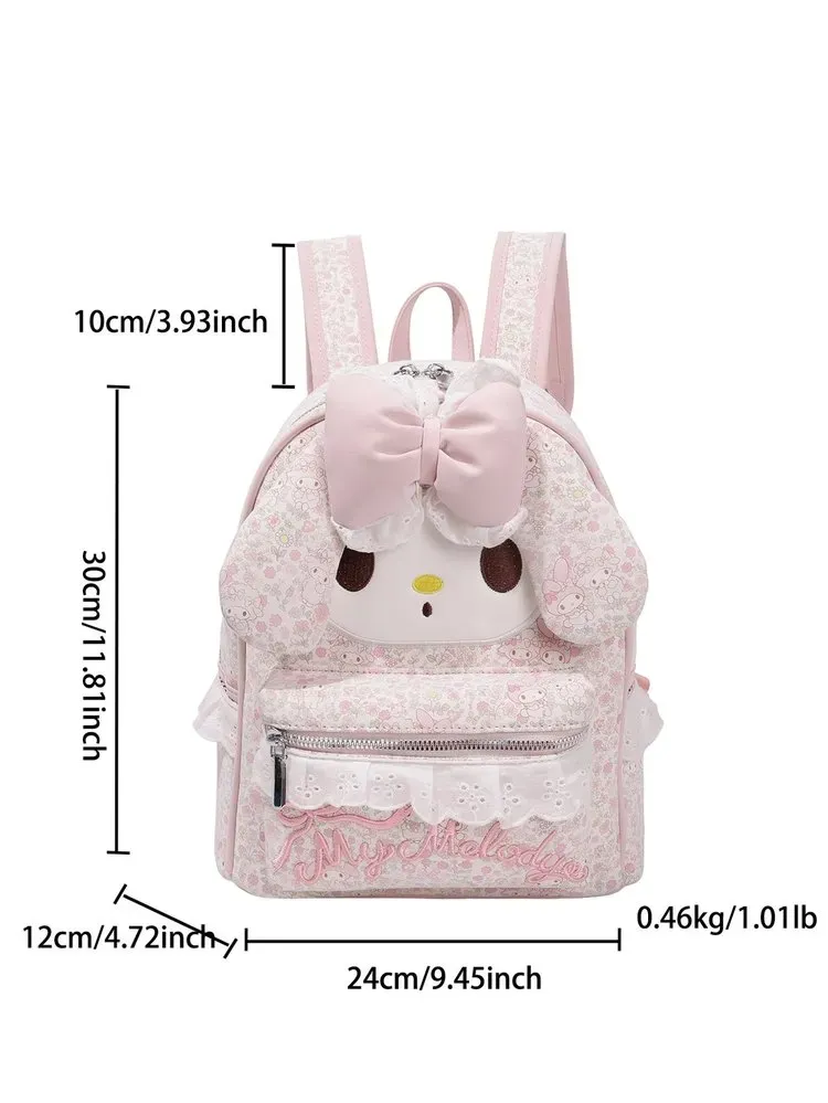 Tas Ransel Anak Bahan PU Sintetis Motif Print Warna Pink Bentuk Kotak Tali Lebar Grosir Import
