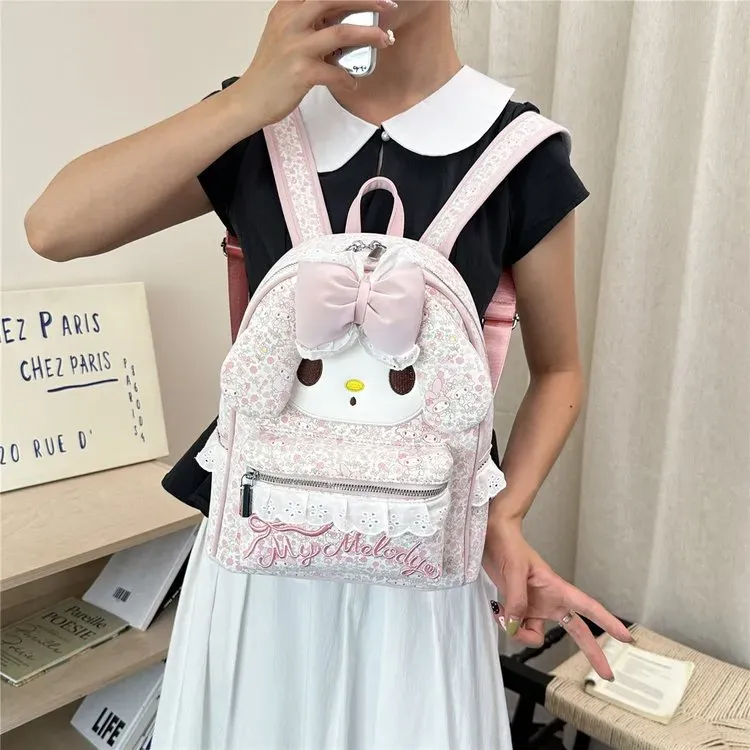 Tas Ransel Anak Bahan PU Sintetis Motif Print Warna Pink Bentuk Kotak Tali Lebar Grosir Import