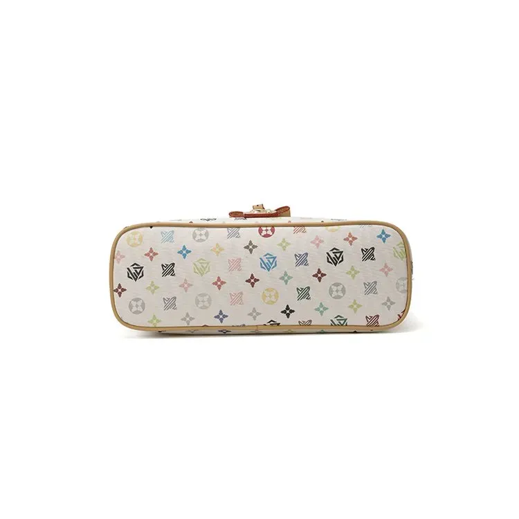 Tas Selempang Wanita Bahan PU Sintetis Motif Print Warna Putih Model Hobo Tali Grosir Import