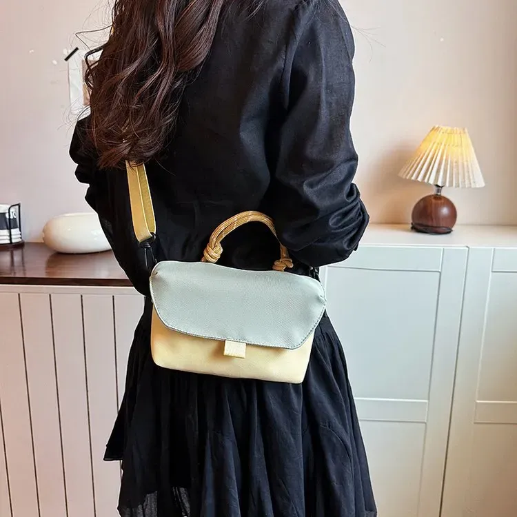 Tas Selempang Wanita Bahan PU Sintetis Polos Warna Hijau Bentuk Kotak Tali Grosir Import