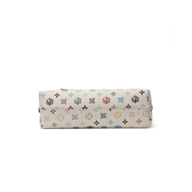 Tas Selempang Wanita Bahan PU Sintetis Motif Print Bentuk Kotak Tali Panjang Resleting Grosir