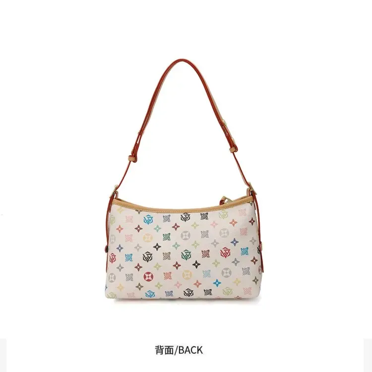 Tas Selempang Wanita Bahan PU Sintetis Motif Print Bentuk Kotak Tali Panjang Resleting Grosir