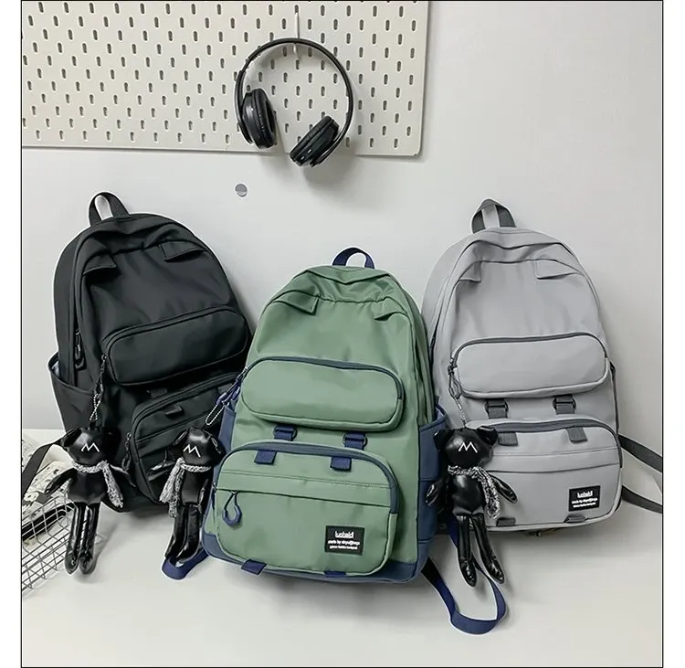 Tas Ransel Wanita Bahan Nylon Polos Warna Hitam Bentuk Kotak Tali Lebar Katalog Grosir