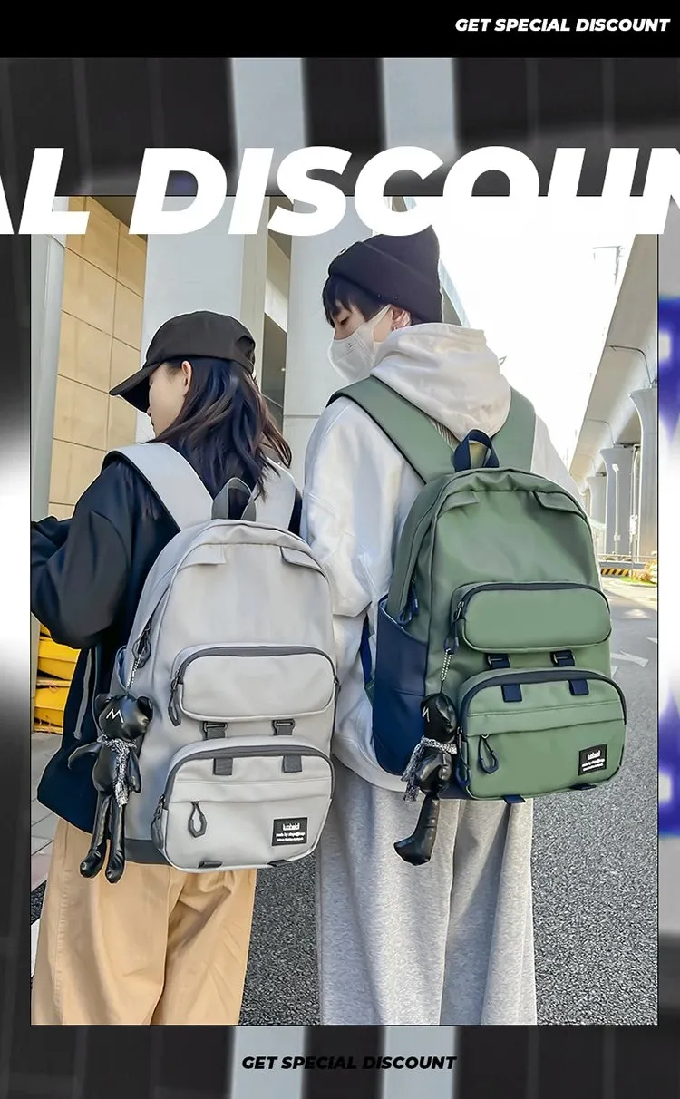 Tas Ransel Wanita Bahan Nylon Polos Warna Hitam Bentuk Kotak Tali Lebar Katalog Grosir
