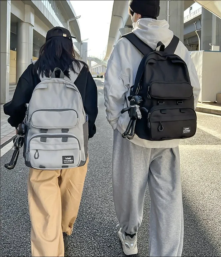 Tas Ransel Wanita Bahan Nylon Polos Warna Hitam Bentuk Kotak Tali Lebar Katalog Grosir